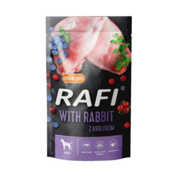 0382 Rafi Dog Zec 500g Rafi Dog Zečetina Vlažna hrana 500g - Slika 1