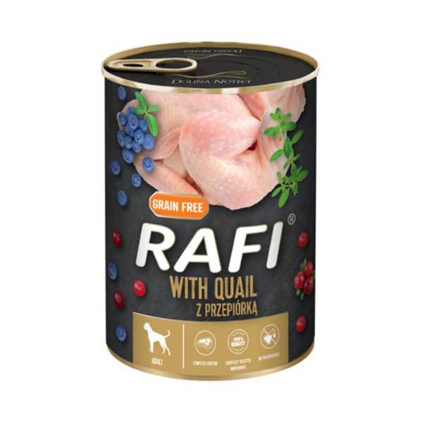 0467 Rafi Dog 400g Prepelica Rafi Dog Prepelica konzerva za odrasle pse 400gr - Slika 1