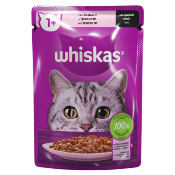 1802 Whiskas kesica losos sos 85g Whiskas kesica Adult sa lososom u sosu za mačke 85g - Slika 1