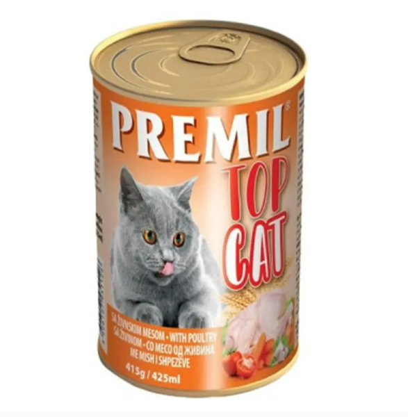 3000 Premil Top Cat Chicken konzerva sa piletinom 415g Premil Top Cat Chicken konzerva sa piletinom 415g - Slika 1