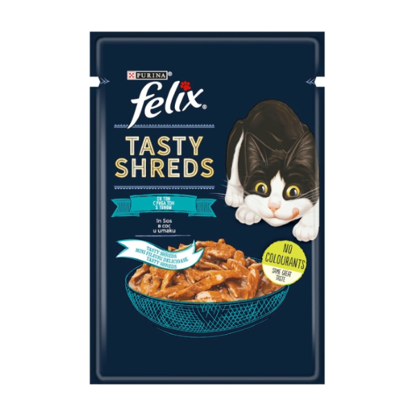 3565 Felix Tasty Shreds tuna 80g Felix Tasty Shreds naseckani komadići tune 80g - Slika 1