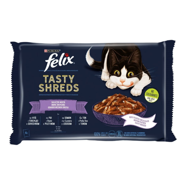 3568 Felix Tasty Shreds Mix 4x80g Felix Tasty Shreds Mix iseckani komadići 4x80g - Slika 1