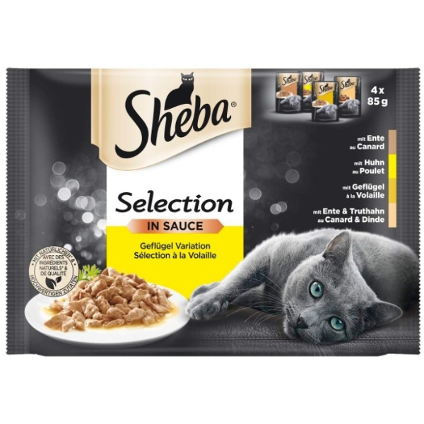 4810 Sheba Kesice Zivina 4x85g Sheba Kesice Multipack za mačke Izbor živine u sosu 4x85g - Slika 1