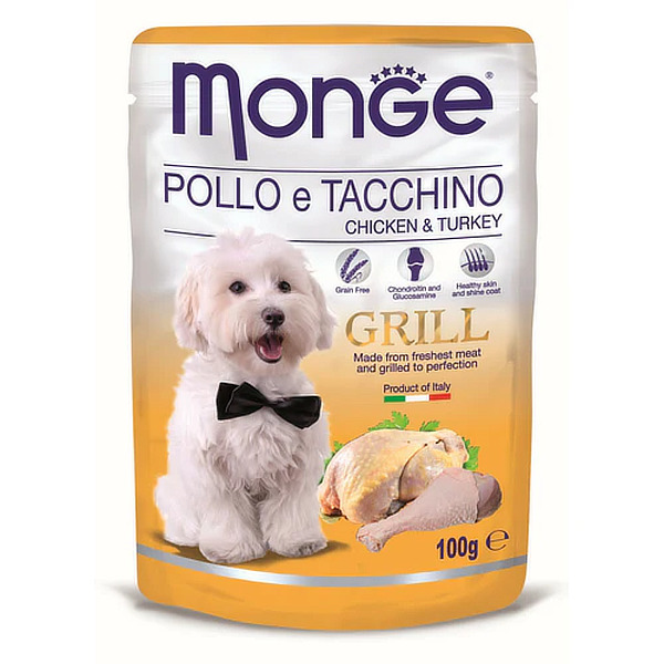 5231 Monge Grill Dog sos pile curetina 100gr Monge Grill Dog sos pile/curetina 100gr - Slika 1