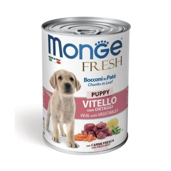 8594 Monge Dog Puppy Veal Vegetables Vlažna hrana sa teletinom i povrćem 400g Monge Dog Puppy Veal/Vegetables Vlažna hrana sa teletinom i povrćem 400g - Slika 1
