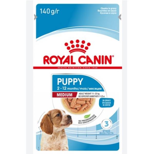 6446 Royal Canin sos Medium Puppy 140gr Royal Canin sos Medium Puppy 140gr Vlažna hrana za pse - Slika 1